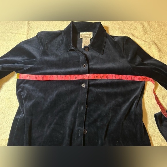 Vintage 2 Piece Set Navy Blue Velvet Women's Jacket and pants - Picture 3 of 7